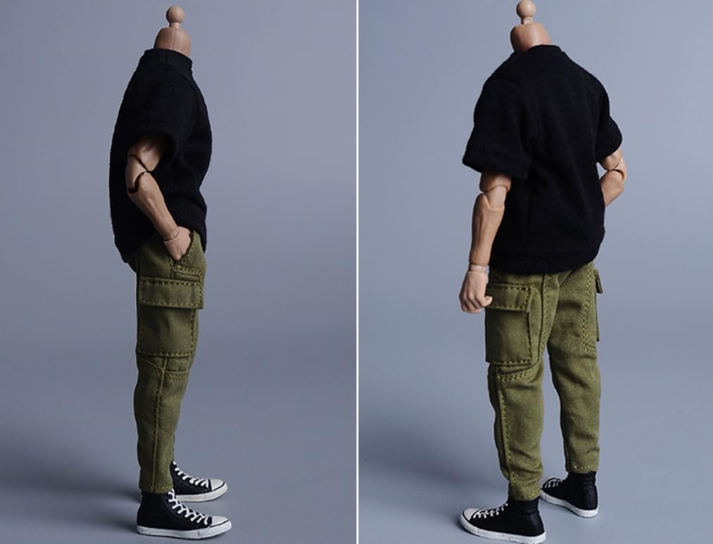 Figura a escala 1/12 Ropa para muñeca: Pantalones estrechos de color blanco grisáceo Accesorio coleccionable