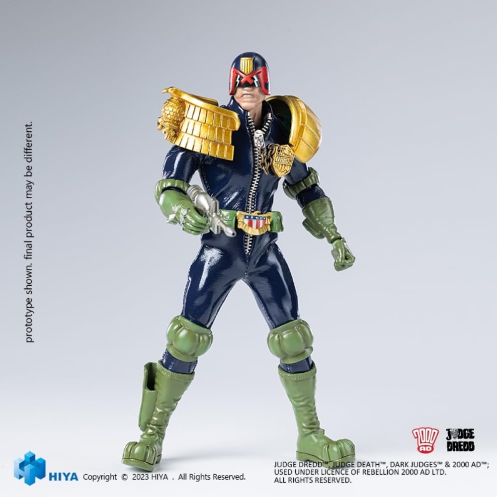 Figura de acción coleccionable HIYA Toys: Serie Super Exquisita, Juez Dredd, miniatura a escala 1:12