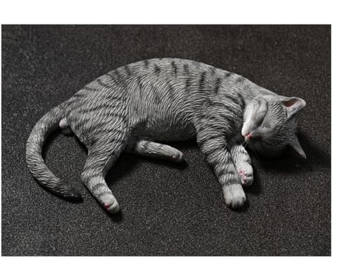 Figura de gato coleccionable JXK: El gato gigante atacante, pintada a mano por expertos, resina realista y segura, figura de animal en miniatura a escala 1:6
