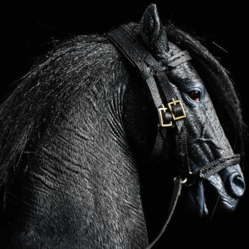 Figura de caballo coleccionable JXK: Caballo de sangre caliente Hanover, pintado a mano por expertos, resina realista y segura, miniatura a escala 1:12.