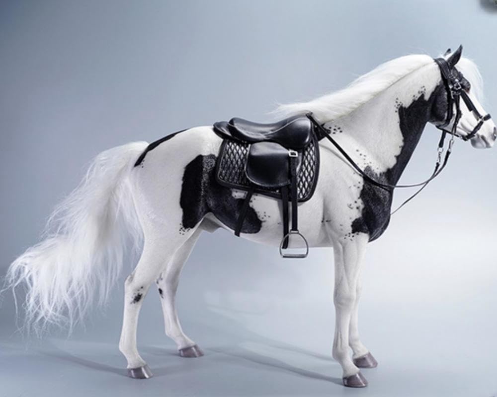 Figura de caballo coleccionable JXK: Caballo americano de pintura blanca pardusca, pintado a mano por expertos, resina realista y segura, miniatura a escala 1:6.