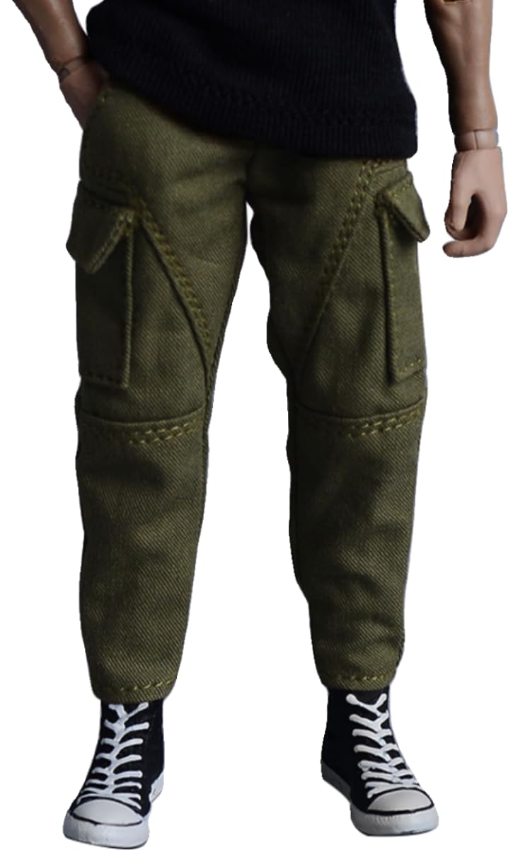 Figura a escala 1/12 Ropa para muñeca: Pantalones estrechos de color blanco grisáceo Accesorio coleccionable