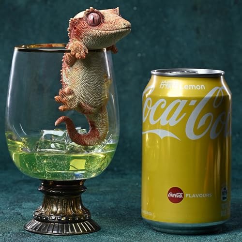 Figura de perro coleccionable JXK: Gecko de pestañas, pintada a mano por expertos, realista, resina segura, miniatura a escala 1:1