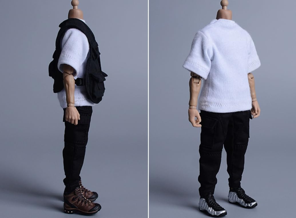 Figura a escala 1/12 Ropa para muñeca: Pantalones estrechos de color blanco grisáceo Accesorio coleccionable