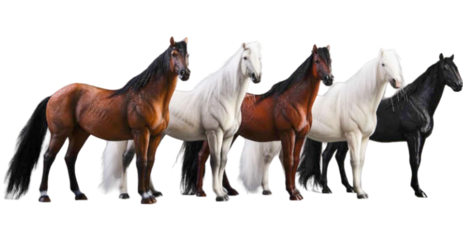 Figura de caballo coleccionable JXK: Caballo de sangre caliente, pintado a mano por expertos, resina realista y segura, miniatura a escala 1:12.