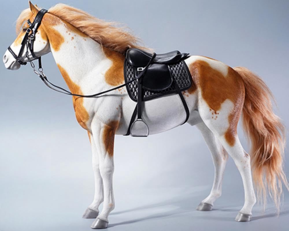 Figura de caballo coleccionable JXK: Caballo americano de pintura blanca pardusca, pintado a mano por expertos, resina realista y segura, miniatura a escala 1:6.