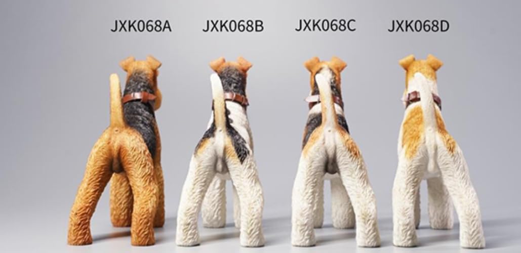 Figura de zorro coleccionable JXK: Foxterriers, pintada a mano por expertos, realista, resina segura, miniatura a escala 1:6