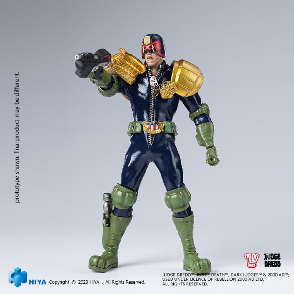 Figura de acción coleccionable HIYA Toys: Serie Super Exquisita, Juez Dredd, miniatura a escala 1:12
