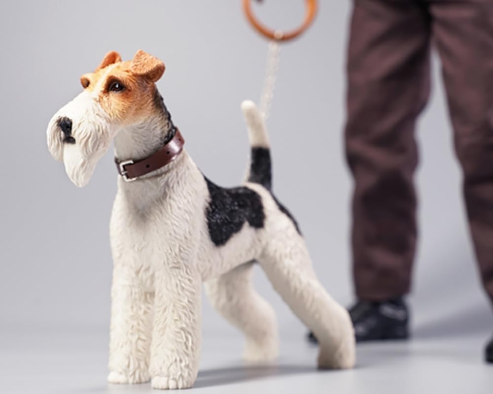 Figura de zorro coleccionable JXK: Foxterriers, pintada a mano por expertos, realista, resina segura, miniatura a escala 1:6