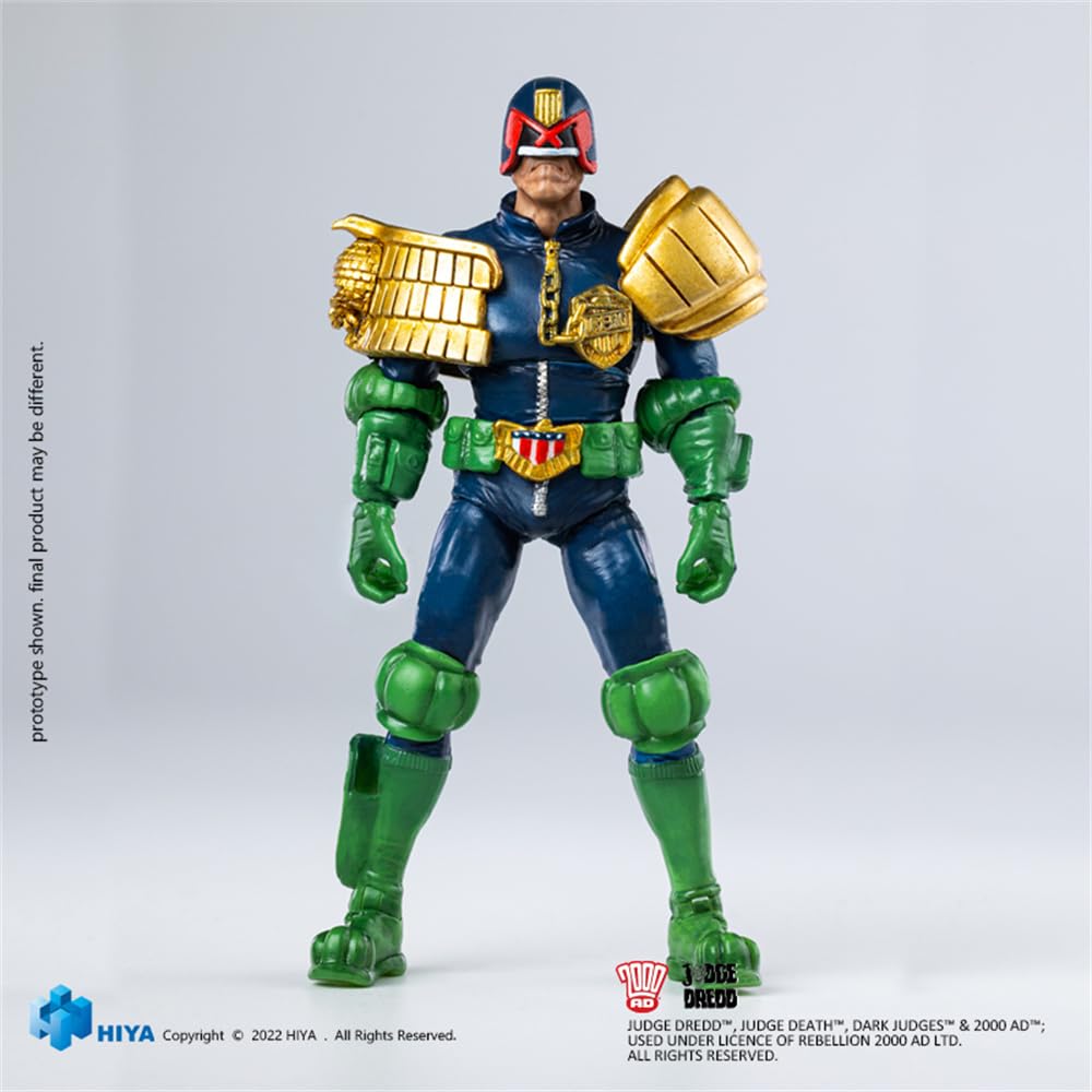 Figura coleccionable Hiya: Miniatura exquisita, Juez Dredd: Mirada al Puño de Dredd, Figura de acción en miniatura a escala 1:18 EMJ0252