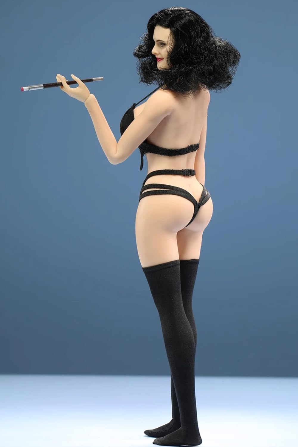 Ropa para muñeca a escala 1/6: lencería femenina de encaje negro con medias de liga para figura de acción coleccionable de 12 pulgadas