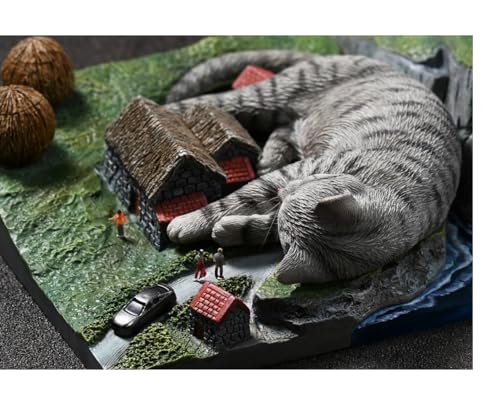Figura de gato coleccionable JXK: El gato gigante atacante, pintada a mano por expertos, resina realista y segura, figura de animal en miniatura a escala 1:6