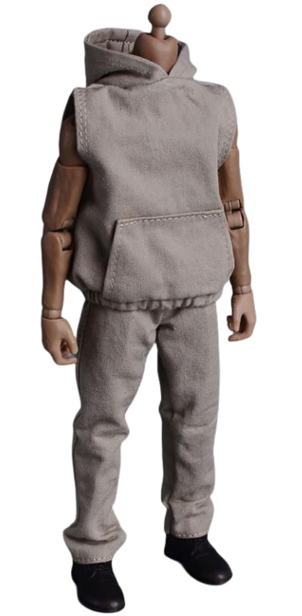 Ropa para muñecas a escala 1/12: Conjunto de sudadera con capucha sin mangas y pantalones coleccionables
