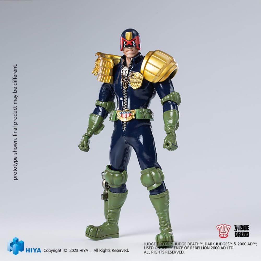 Figura de acción coleccionable HIYA Toys: Serie Super Exquisita, Juez Dredd, miniatura a escala 1:12