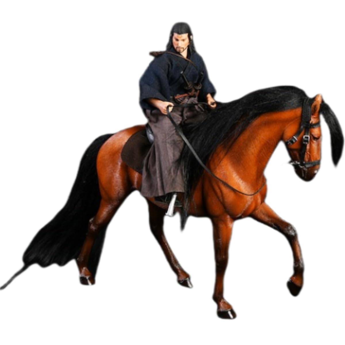 Figura de caballo coleccionable JXK: Caballo ILI marrón, pintado a mano por expertos, resina realista y segura, miniatura a escala 1:12