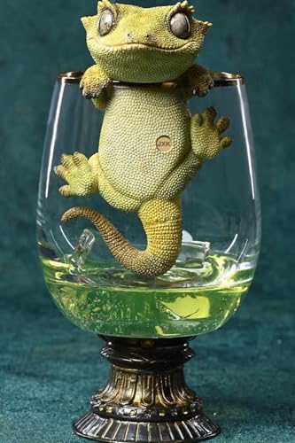 Figura de perro coleccionable JXK: Gecko de pestañas, pintada a mano por expertos, realista, resina segura, miniatura a escala 1:1