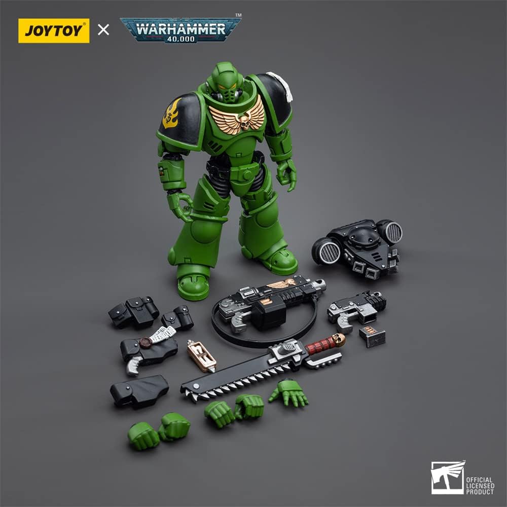 JoyToy - Figurines d'action de science-fiction sous licence officielle Warhammer 40K à l'échelle 1/18, série complète Salamanders Intercessors Brother Haecule