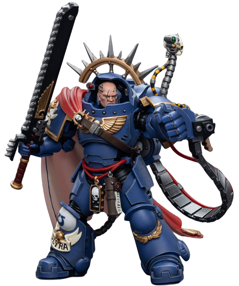 Figurine de collection JoyToy Warhammer 40K : Capitaine Ultramarine en armure Gravis, échelle 1:18