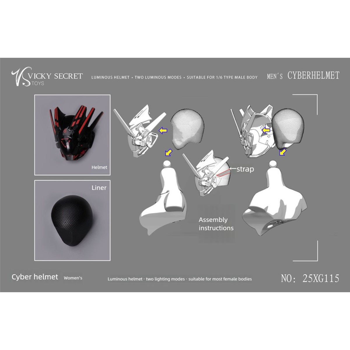 VSTOYS Cyber Helmet and Mask Doll Clothes Accessory Fit 1/6 Scale 12-inches Figure