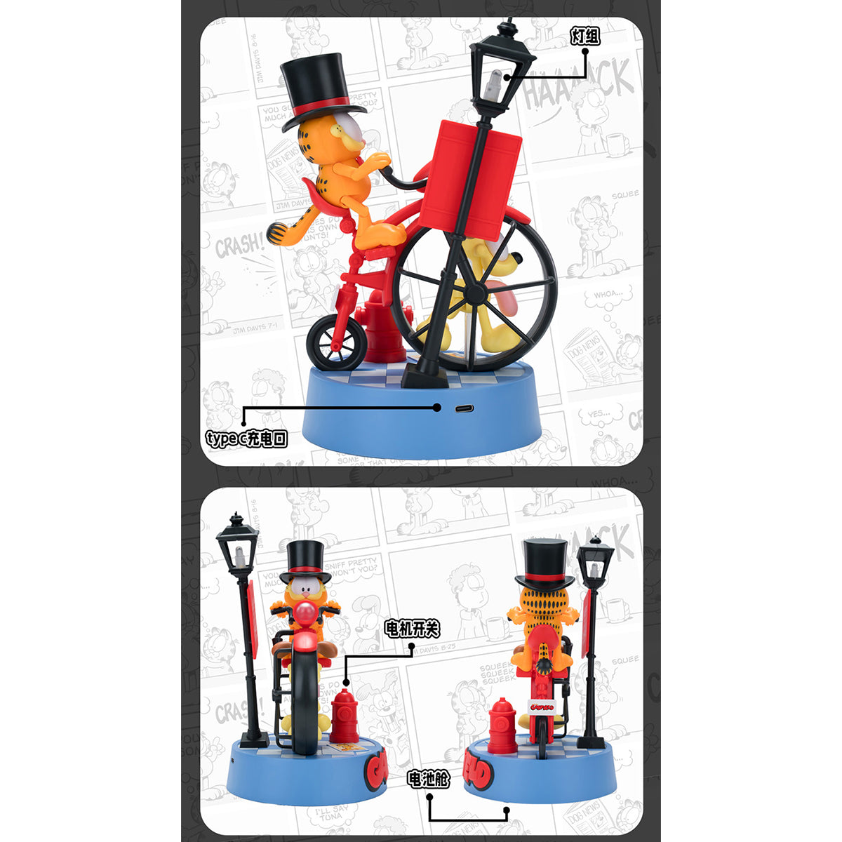 SOSKILL Ultra Egg Garfield: A Penny-Farthing Journey SSKGARFILED01 Articulated Height 20cm Easy-Assembly Model Kits
