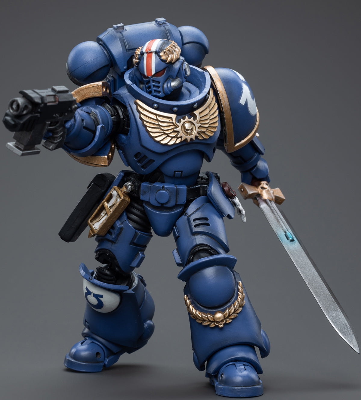 Figurine de collection JoyToy JT4065 40K : Figurine articulée du lieutenant Argaranthe des Ultramarines Primaris, échelle 1:18