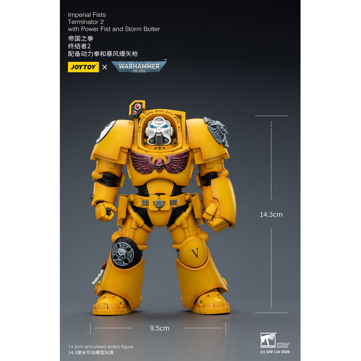 JOYTOY Warhammer 40,000 Imperial Fists Terminator with Power Fist and Assault Cannon & with Power Fist and Storm Bolter & with Power Sword and Storm Bolter Action Figure