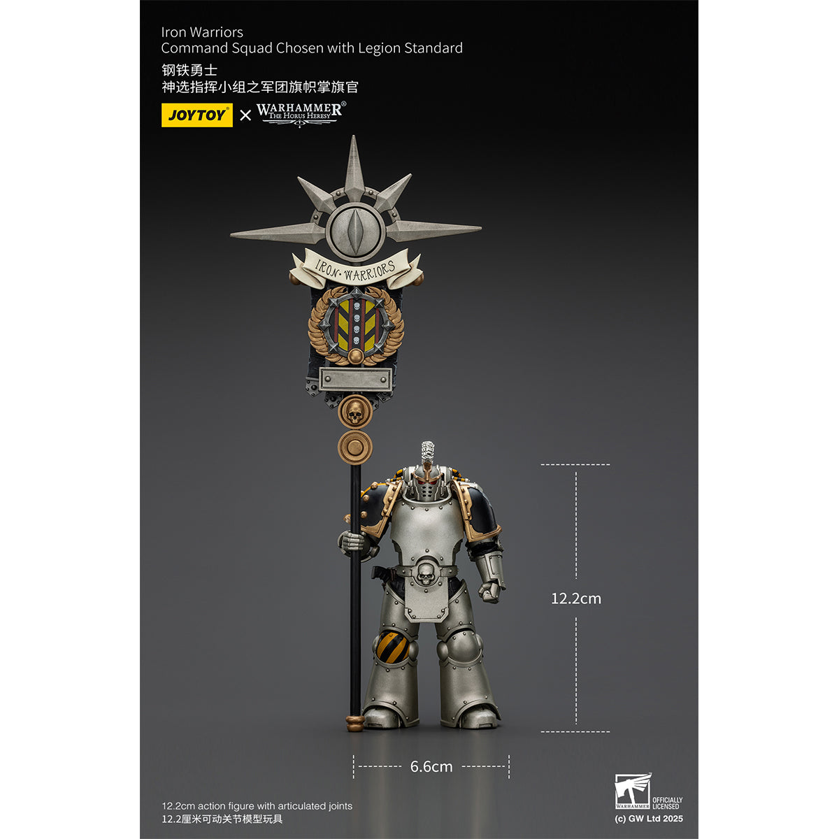 JOYTOY Warhammer The Horus Heresy, Iron Warriors Command Squad Chosen with Legion Standard/MKVI Tactical Sergeant with Power Sword and Plasma Pistol, Action Figures