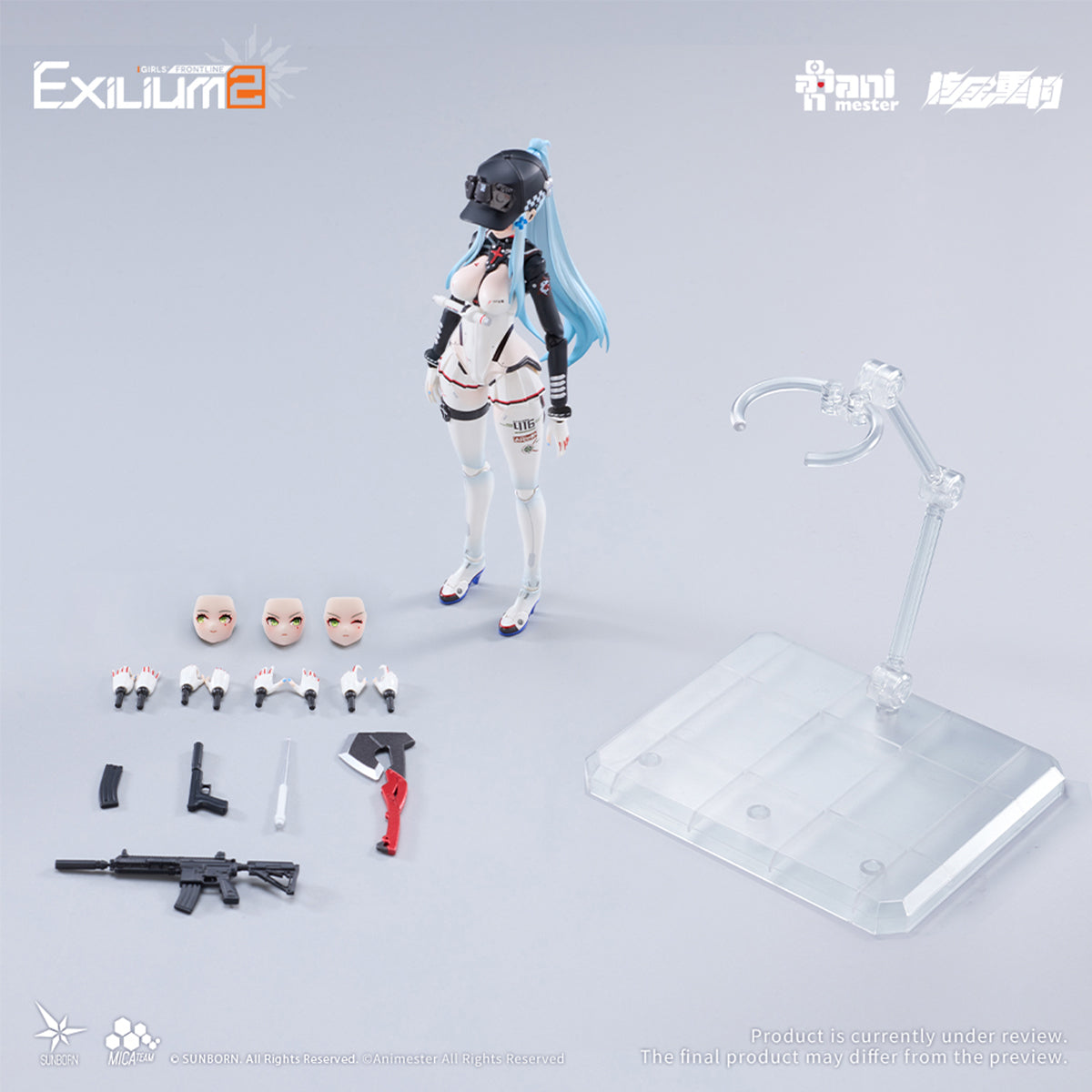 Animester Girls' Frontline 2: Exilium Klukai Action Figure Set with Motorcycle Vehicle 1/12 Scale