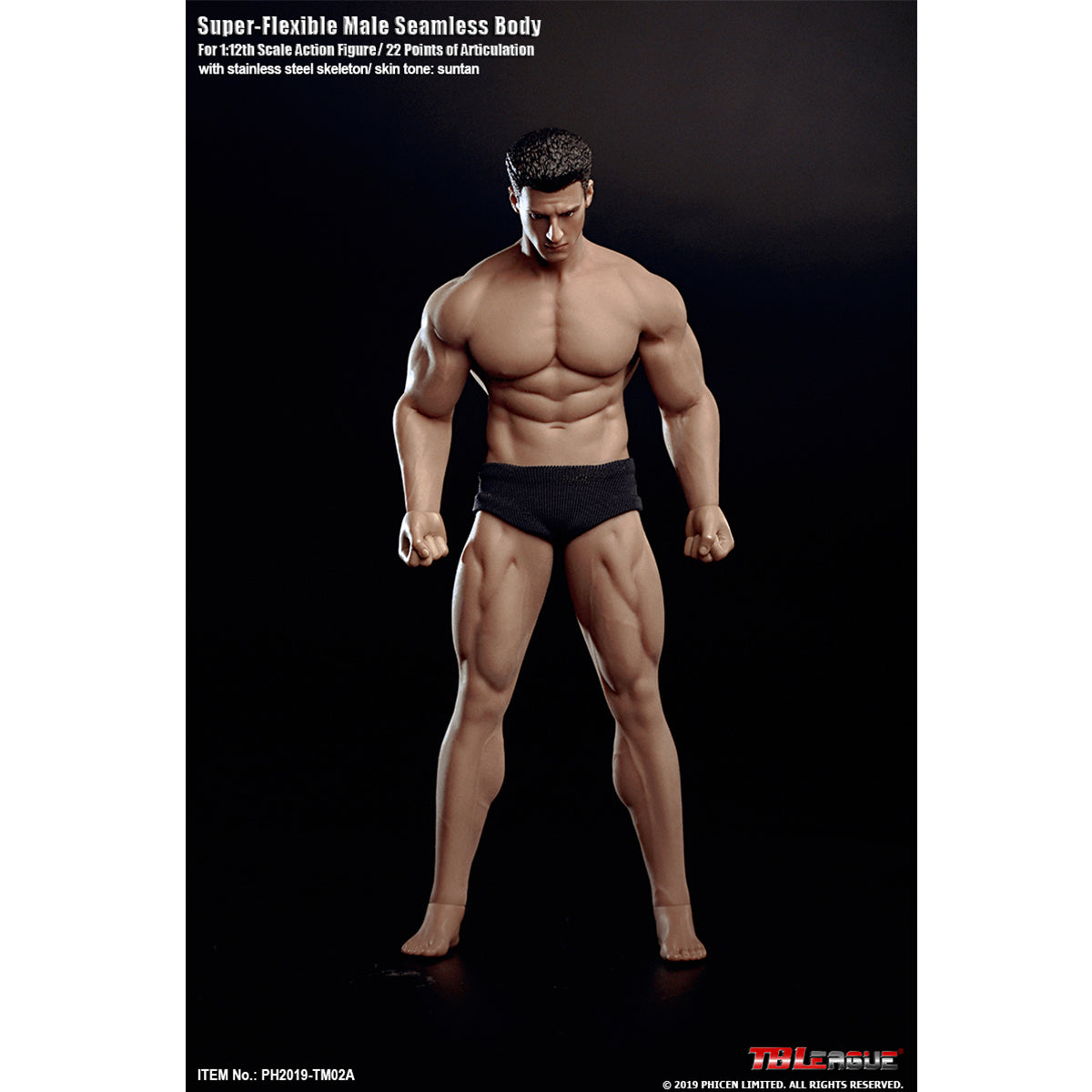 TBLeague, Seamless Muscular Male Body Suntan-Skin with Head Sculpt, Action Figures Body