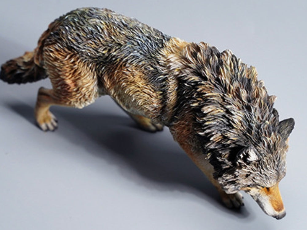 JXK Collectible Wolf Figure: North American Gray Wolf, Expertly Hand-Painted, Lifelike, Safe Resin, 1:6 Scale Miniature Animal Figurine