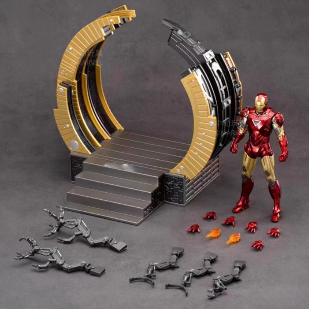 Figura de acción coleccionable de la serie aniversario de ZD Toys: plataforma de armadura de desmontaje circular de Iron Man MK6 (1928), altura 20 cm (miniatura)