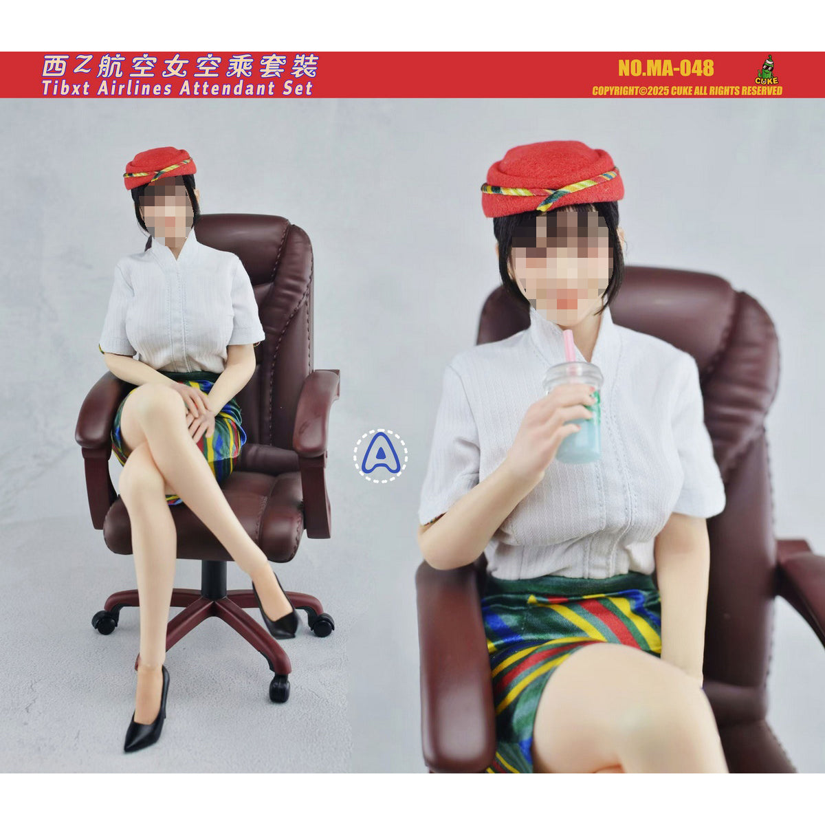 CUKE TOYS West Z Airlines Female Flight Attendant Outfit Set MA-048 Doll Clothes Accessory Fit 1/6 Scale 12-inches Action Figure