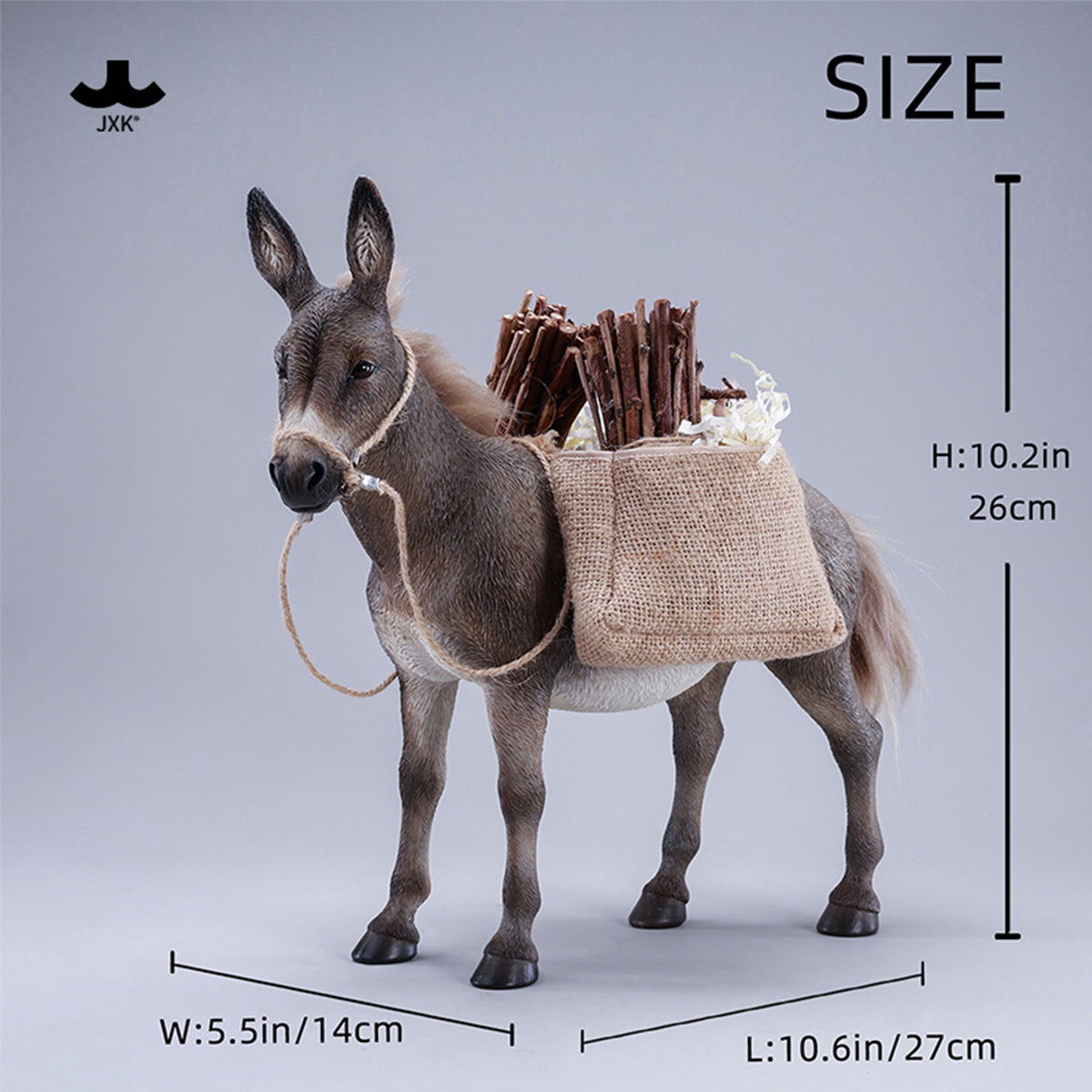 JXK MULE Static Expertly Hand-Painted Lifelike 1/6 Scale Animal Figurine