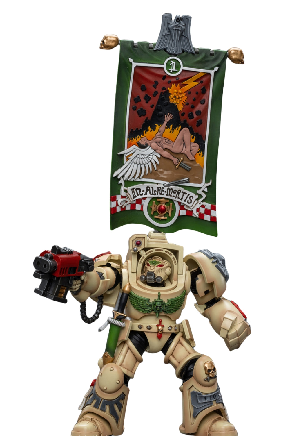 Figurine de collection JoyToy JT9176 40K : Dark Angels Deathwing Ancient avec bannière de compagnie, figurines d'action à l'échelle 1:18