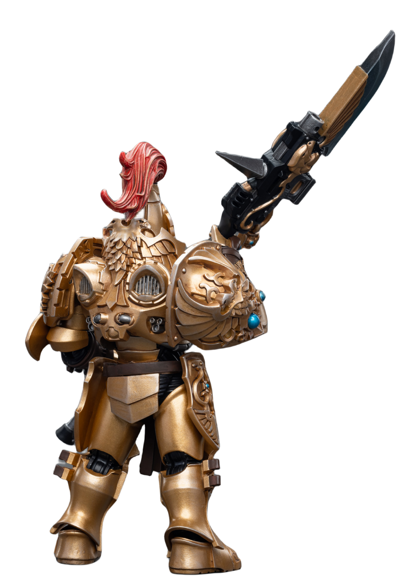 Figurine de collection JoyToy Warhammer 40K : Black Templars Primaris Initiate Brother Raemont, échelle 1:18 (Gardien avec lance de gardien)