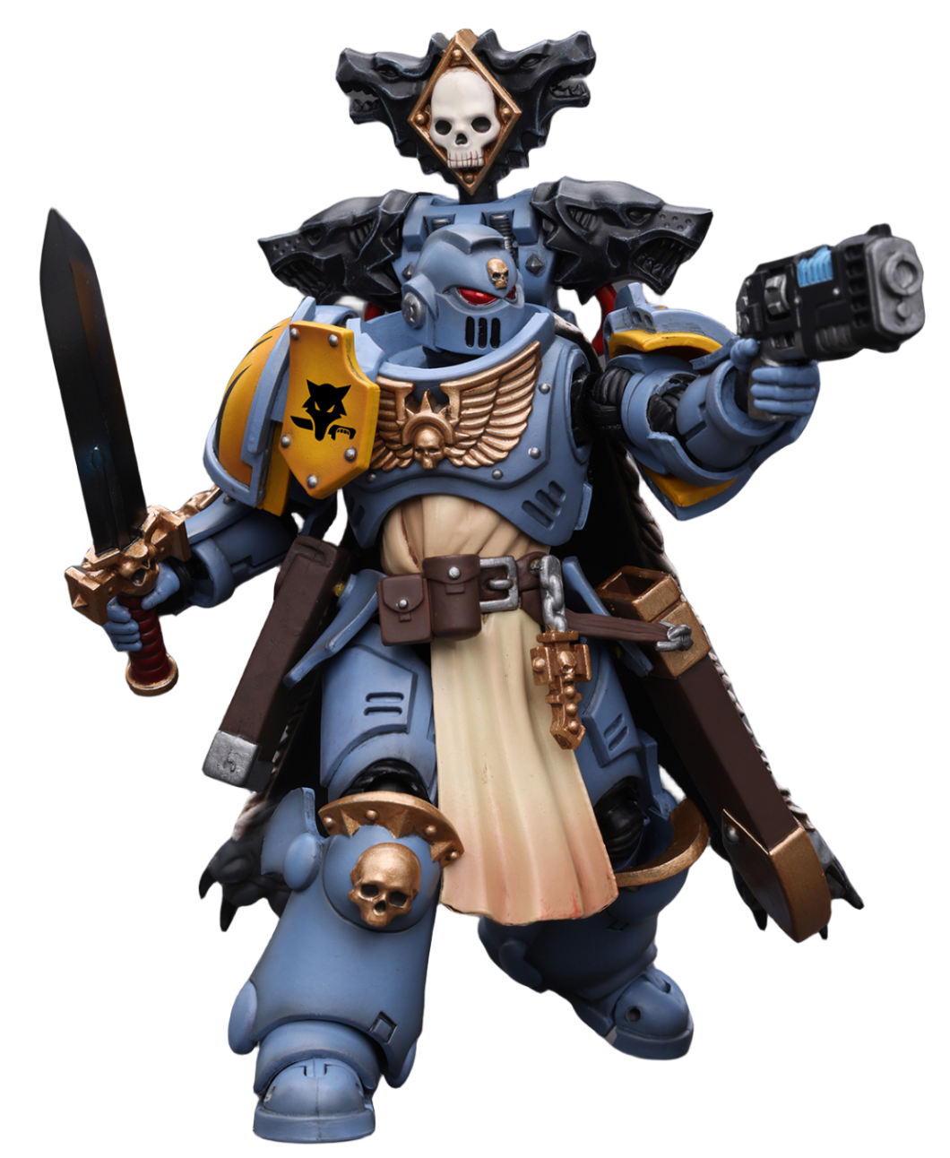 Figurine de collection JoyToy 40K : Primaris Space Marines Space Wolves Bladeguard Veteran, échelle 1:18, figurines d'action JT2795 (Space Wolves JT2795)