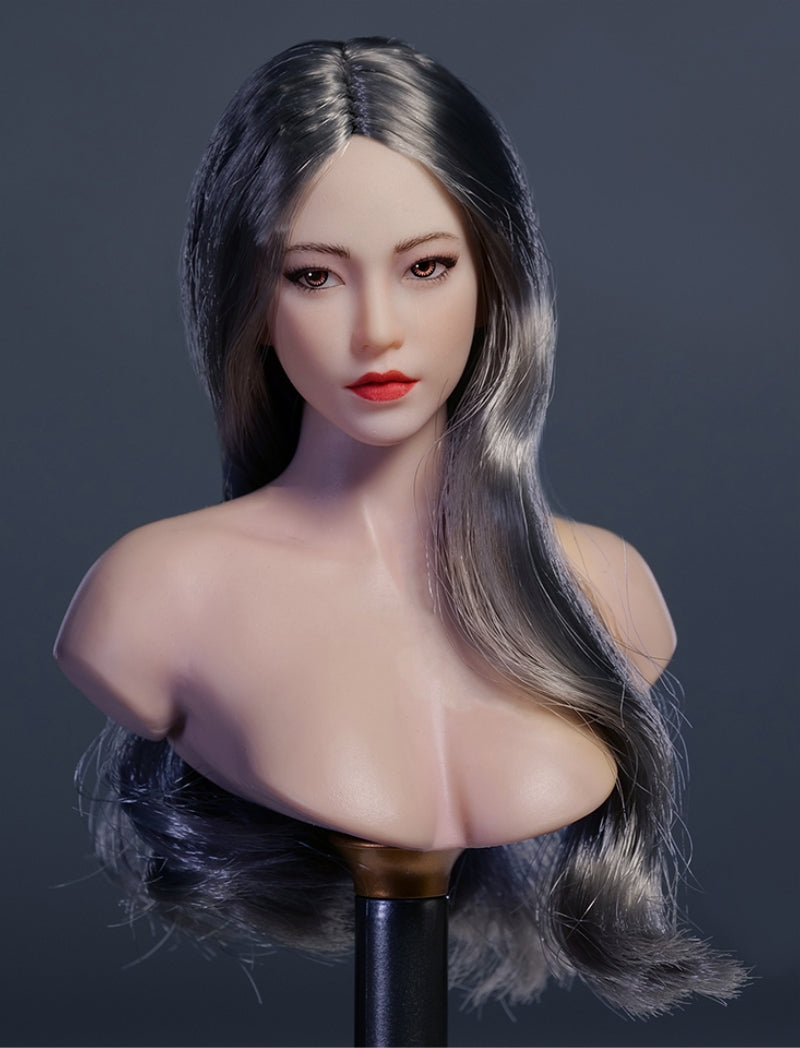 YMTOYS Asian Female Head Sculpt Huali (YMT102A) Realistic Beauty Headplay with Rooted Hair 1/6 Scale fit Action Figure