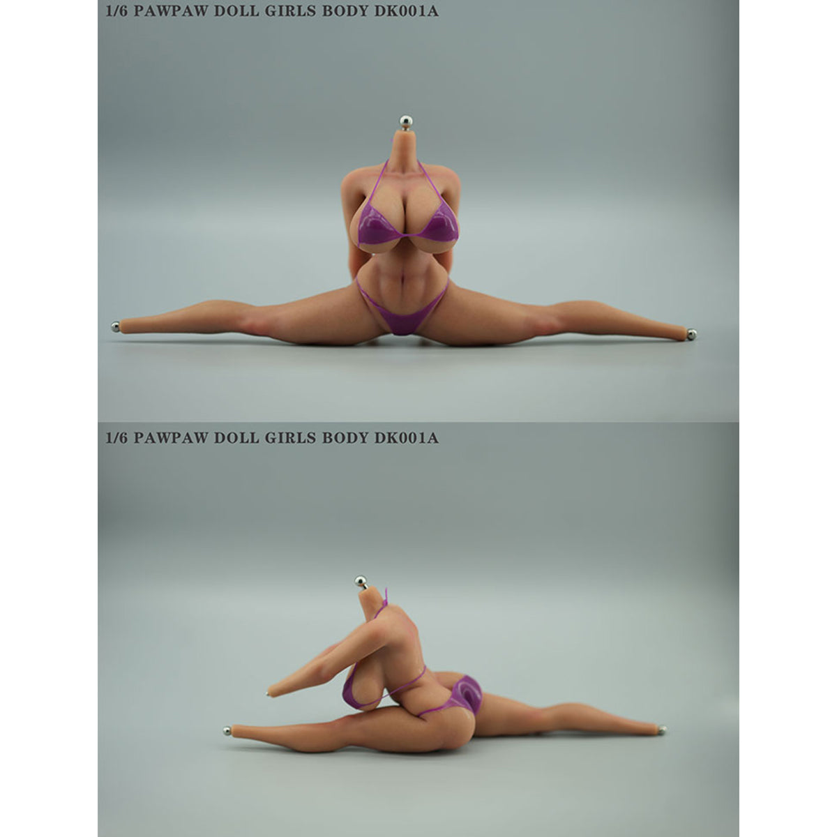 PAWPAW DOLL Female Seamless DK001A Silicone Buxom Type Headless Detachable Feet 1/6 Scale Action Figure Body