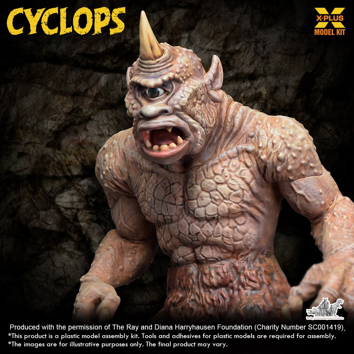 X-PLUS, Ray Harryhausen Series Cyclops Unpainted White Mold, Model Kits Assembly