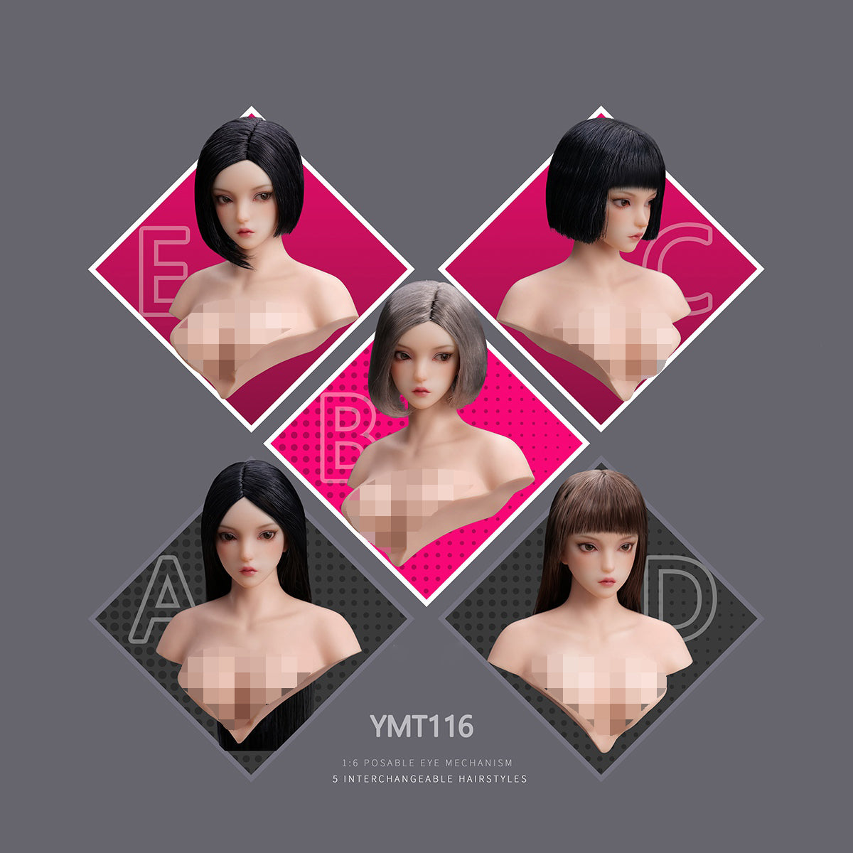 YMTOYS Movable Eyes Asian Female Head Sculpt - Xiaonan (Ver.C) For Figures