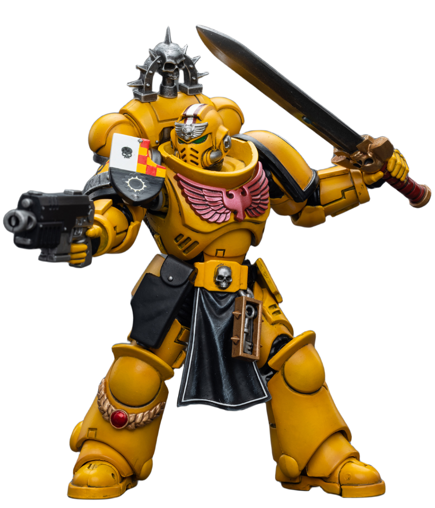 Figurine de collection JoyToy Warhammer 40K : Lieutenant Imperial Fists avec épée énergétique, échelle 1:18