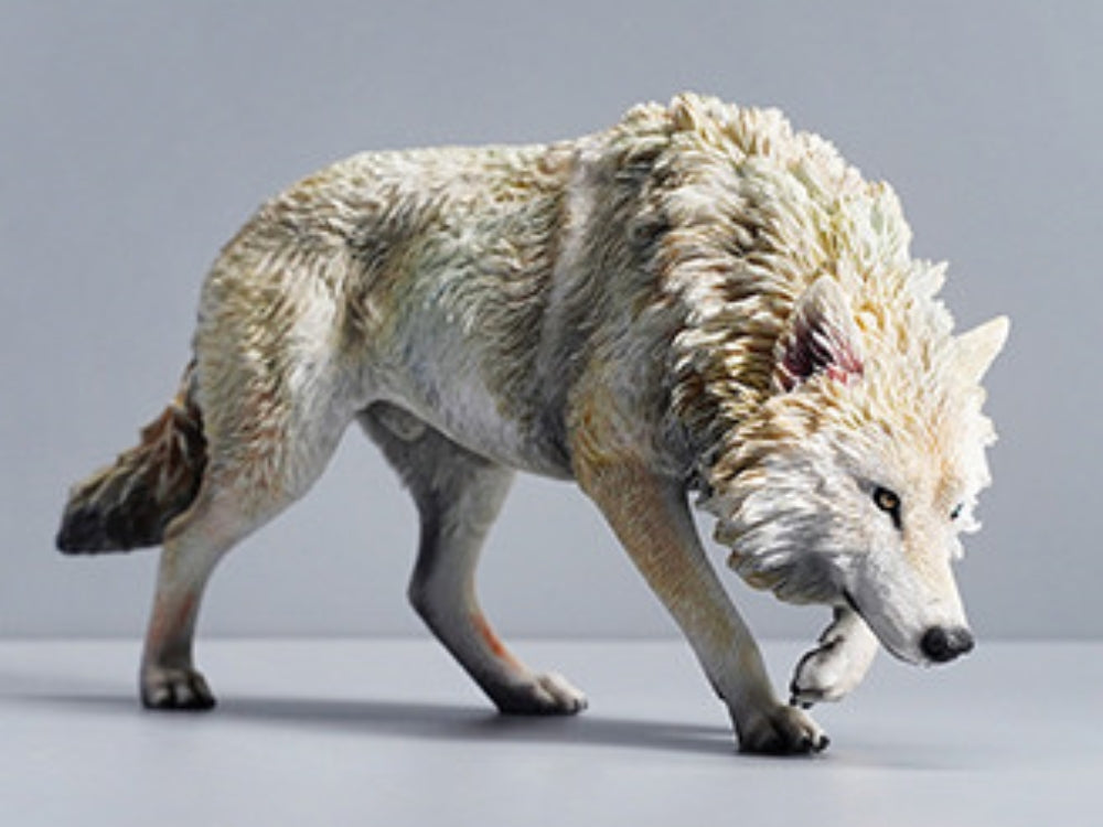 JXK Collectible Wolf Figure: North American Gray Wolf, Expertly Hand-Painted, Lifelike, Safe Resin, 1:6 Scale Miniature Animal Figurine