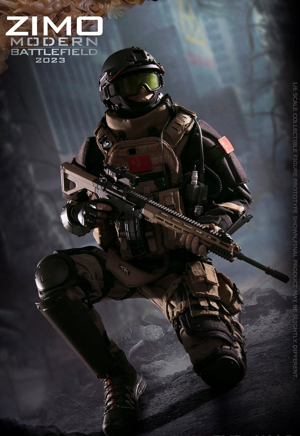 Figura coleccionable Flagset: Modern Battlefield, End War Ghost, Zimo, estilo militar, figura de acción masculina en miniatura a escala 1:6 FS73049