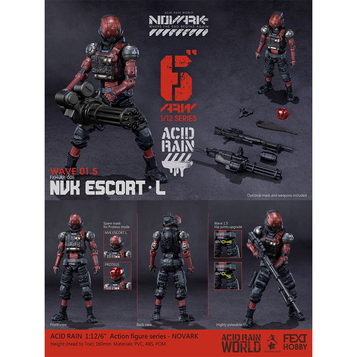 FEXT HOBBY Acid Rain World: Novark FXH-AR-005 Valerius FXH-AR-006 NVK Escort-L FXH-AR-001 Red Locust 1/12 Scale Action Figure