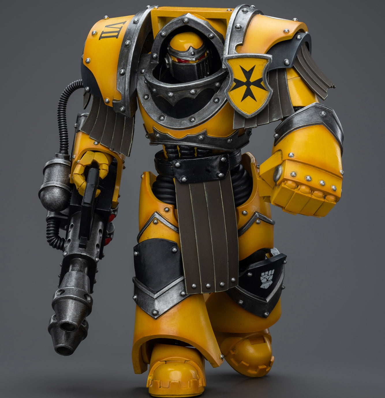 Figurine de collection JoyToy Warhammer The Horus Heresy : Imperial Fists Legion Cataphractii Terminator Squad Legion Cataphractii avec lance-flammes lourd, échelle 1:18, JT9381