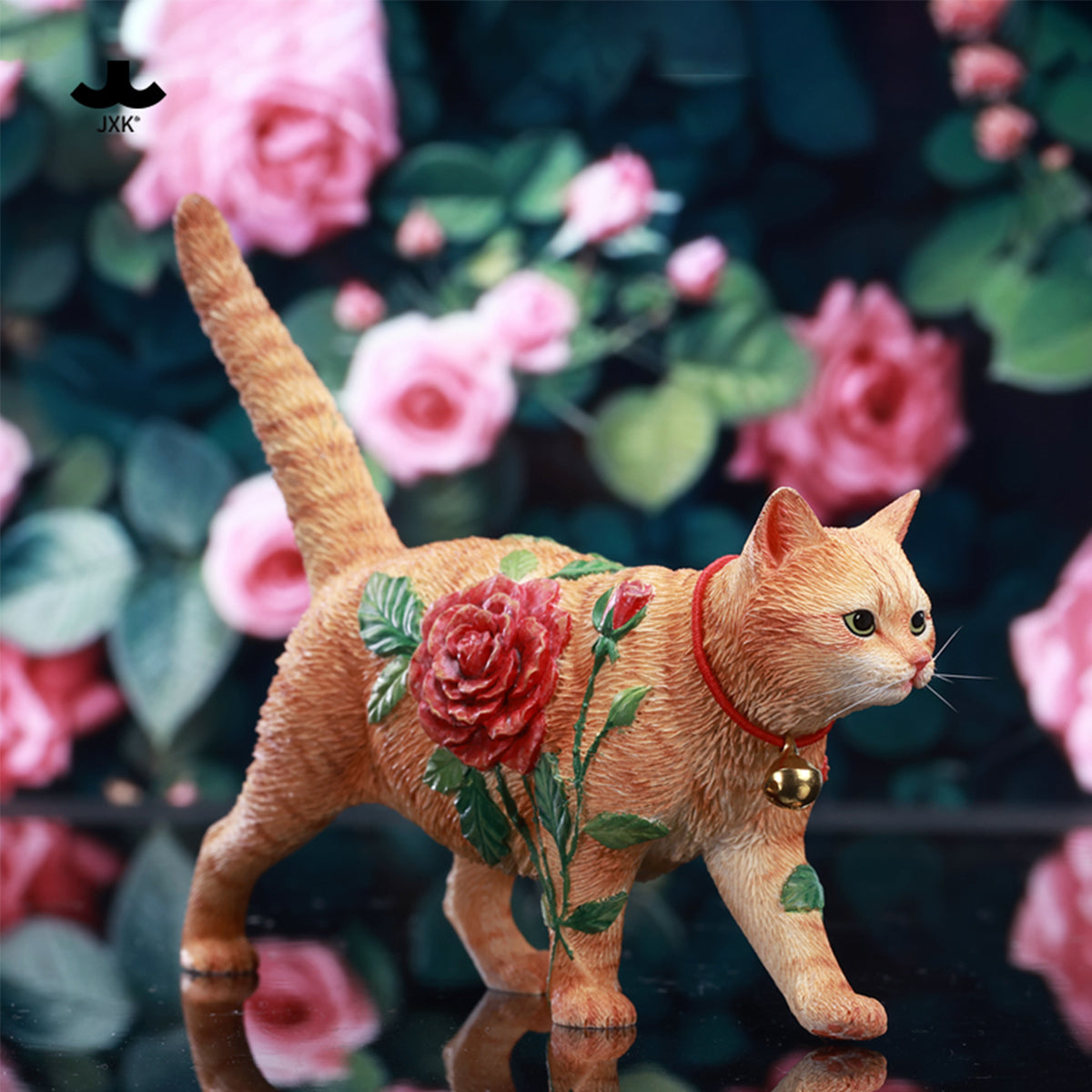 JXK, Rose Cat, Static Animal Figurine