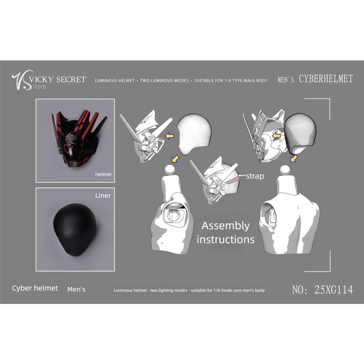 VSTOYS Cyber Helmet and Mask Doll Clothes Accessory Fit 1/6 Scale 12-inches Figure