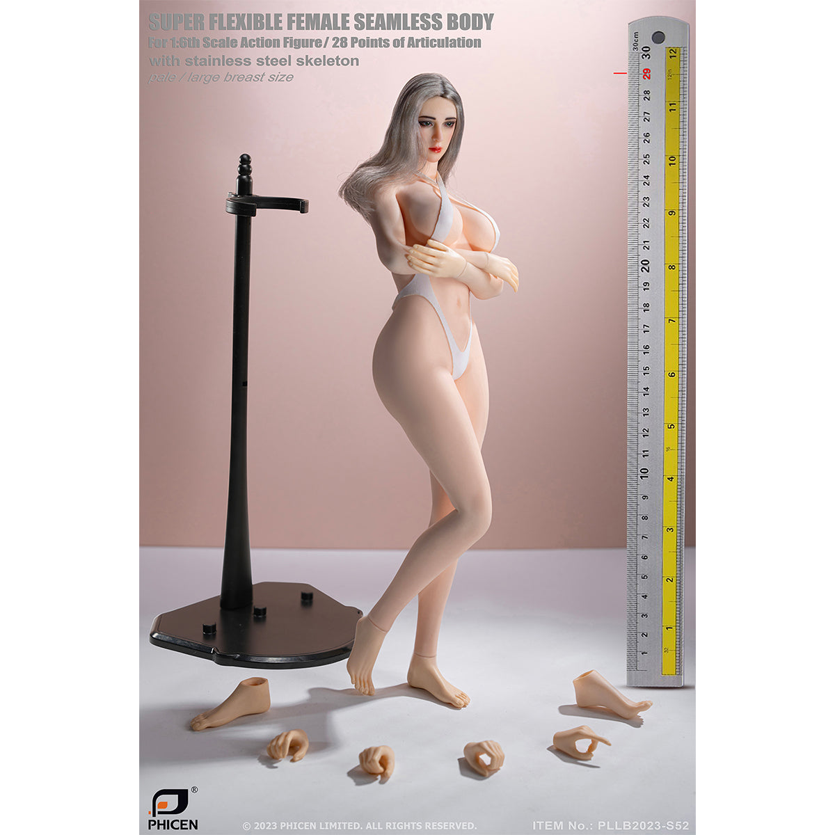 TBLeague, Seamless Eropean & Proportions Female Body Type Suntan-Skined Large Bust Detachable Feet, 1/6 Scale Action Figure Body