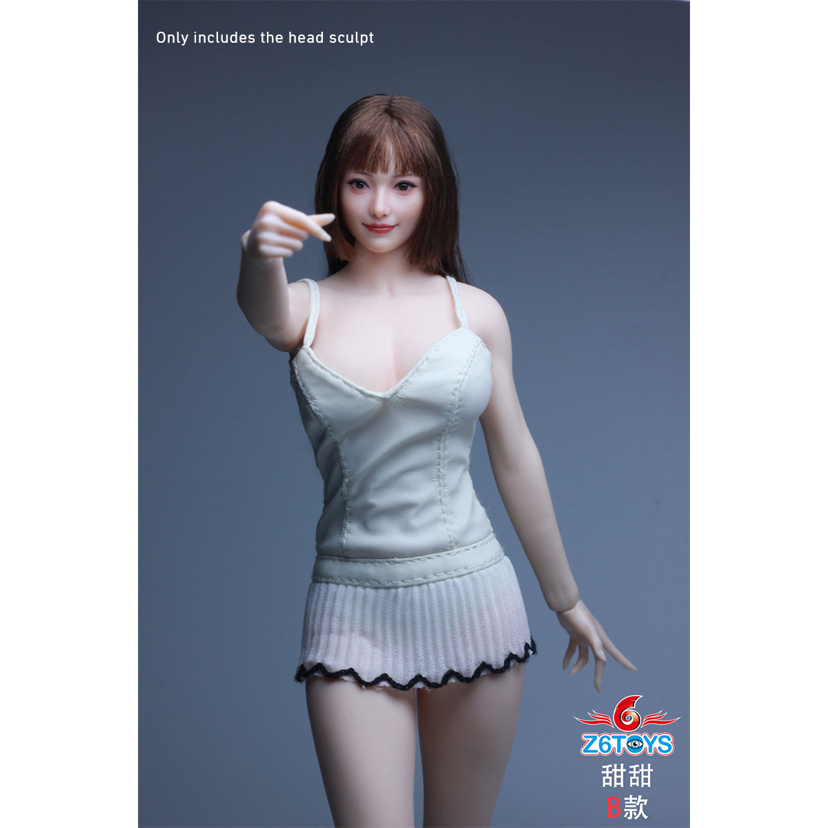 Z6TOYS Asian Movable-Eye Smiling Female Tiantian ZC021 Head Sculpt Accessory 1/6 Scale Fit Action Figure