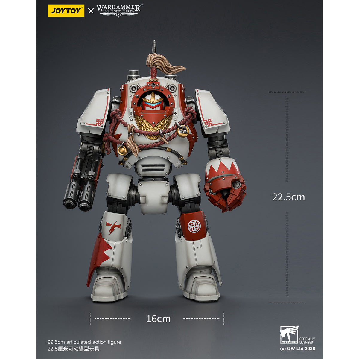 JOYTOY Warhammer 40,000 White Scars Contemptor Dreadnought & Hibou Khan Seeker of Atonement & Qin Xa - Master of the Keshig 1/18 Scale Action Figure